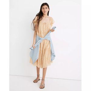 NWOT Madewell Square-Neck Tiered Midi Dress in Sunflower Field XS